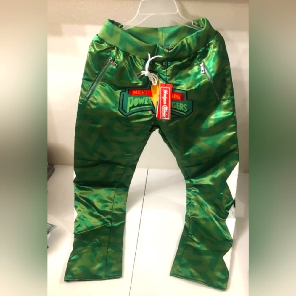 Headgear Classics Green Retro Power Rangers Satin Pants Sweats Size XL